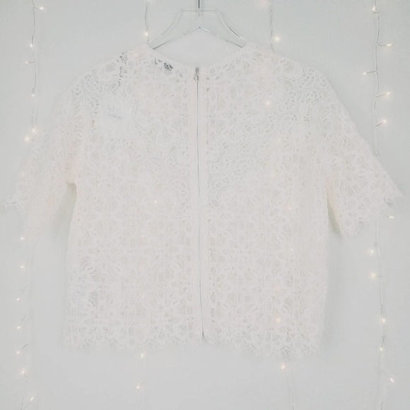 Sandro Paris Alycia Guipure Lace Scalloped Victorian Blouse Nude White NWT Small - Picture 7 of 14